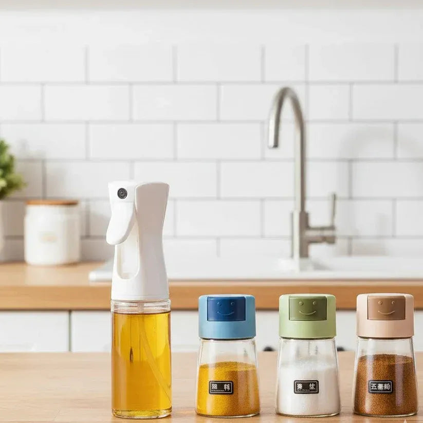 4-Piece Glass Oil & Spice Jar Set