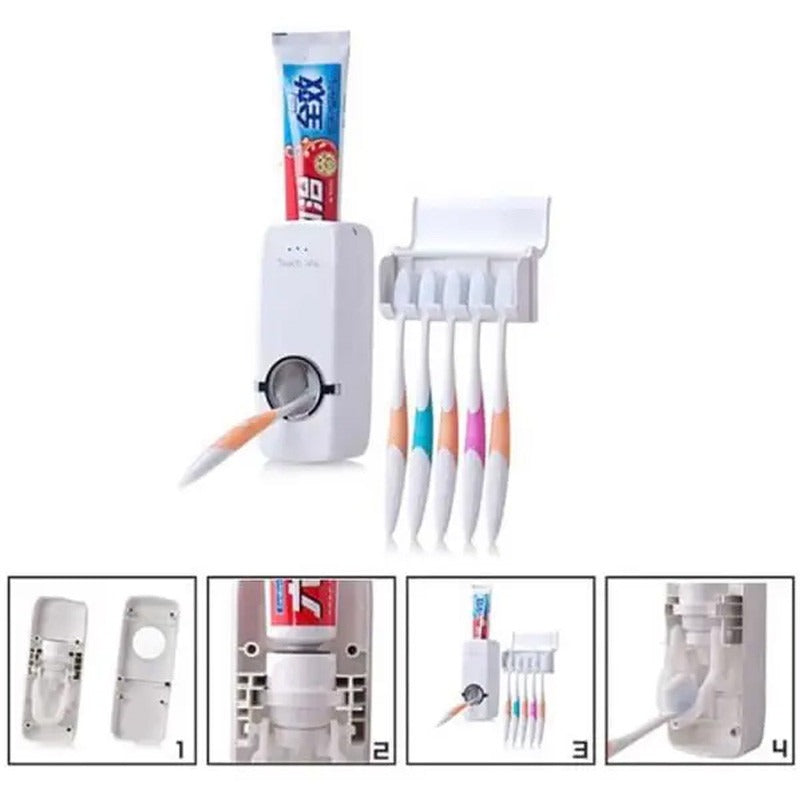 Automatic Toothpaste Dispenser & Brush Holder