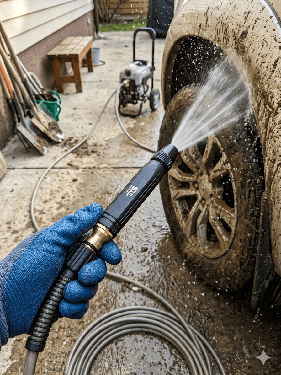 High Pressure Adjustable Water Spray Gun (SS + Brass Build)
