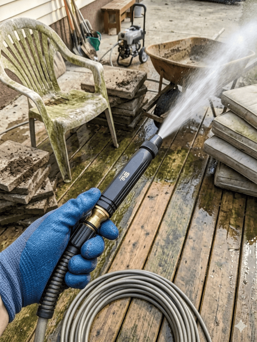 High Pressure Adjustable Water Spray Gun (SS + Brass Build)
